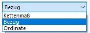 Auswahl der Bemessungsart in einer CAD-Skizze zur Definition von Maßen