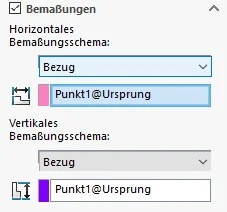 Horizontales Bemaßungsschema in einer CAD-Skizze zur Definition von Abständen