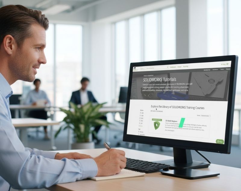 beitragsbild_bechtle plm_webinar_Maximale Flexibilität in der SOLIDWORKS Weiterbildung_mann schaut auf Bildschirm